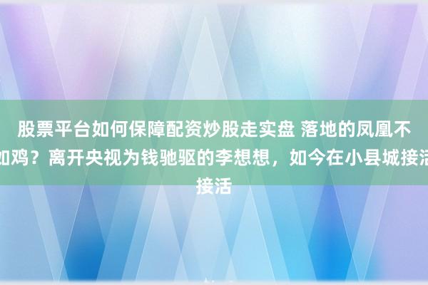 股票平台如何保障配资炒股走实盘 落地的凤凰不如鸡？离开央视为钱驰驱的李想想，如今在小县城接活